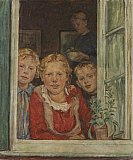 Heinrich Eduard Linde-Walther: Kinder am Fenster - Deutsche und Dänische Malerei 1860 bis 1960
