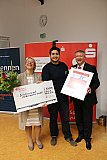 SH-Wissenschaftsministerin Kristin Alheit (SPD), Abid Mares und Frank Schumacher (Vorstandsvorsitzender Sparkasse Lübeck) - Gründerpreis 2016 der Sparkasse zu Lübeck